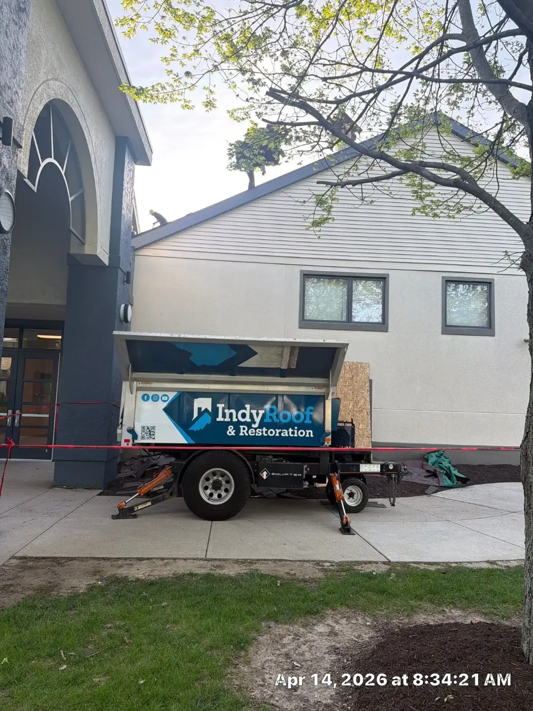 Storm damage documentation on a Pendleton commercial building